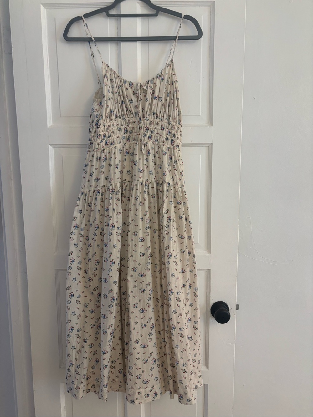 Lucky Brand Cream Floral Smocked Sundress with Blue & Purple Flowers
